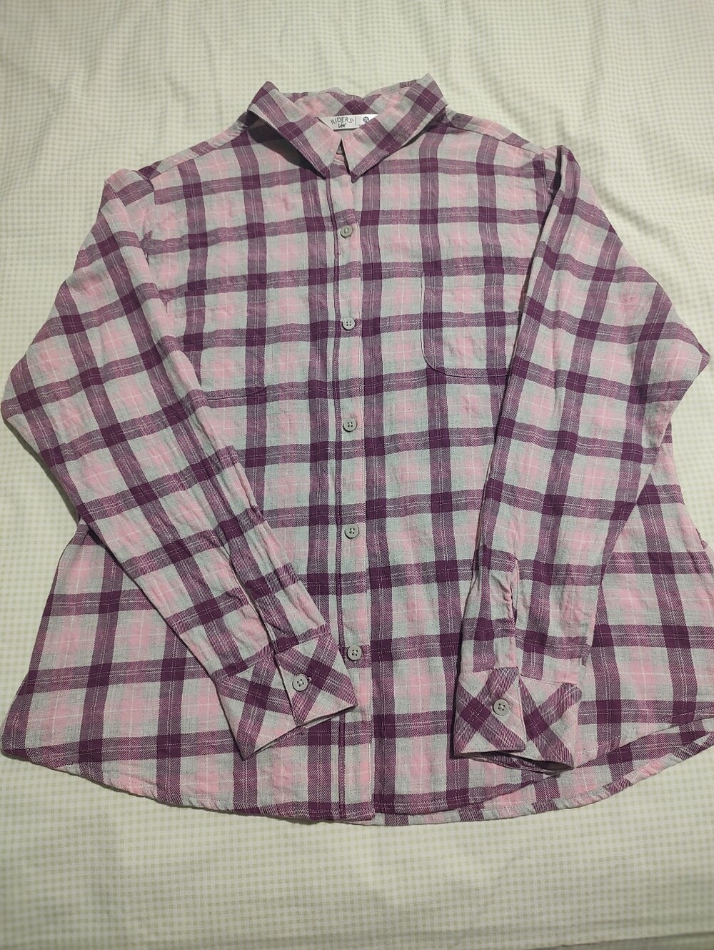 Lee Women's Pink and Purple Plaid Button-Down Shirt